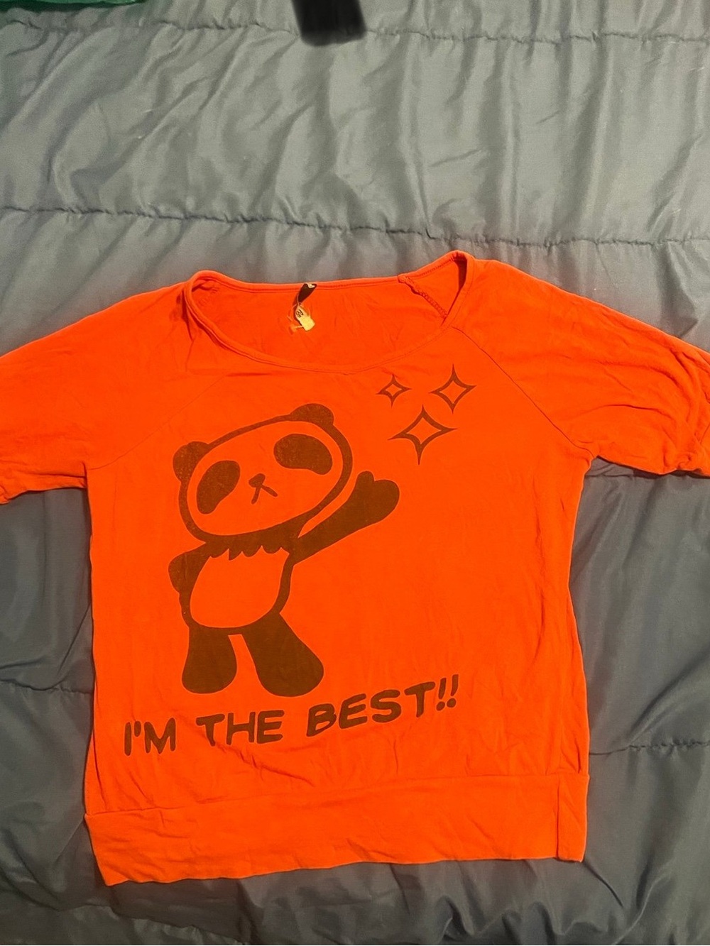 Love Culture Orange Short Sleeve Panda Graphic Tee